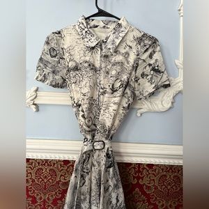 Novelty Print Shirt Dress, Bleeding Heart Print